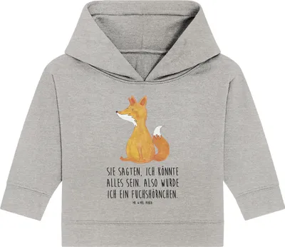Produktbild von Mr. & Mrs. Panda Organic Baby Hoodie Einhorn Wunsch 24. - 36. Monat - Heather Grey - Geschenk, Einhörner, Unicorns, Kapuzenshirt, Unicorn, Füchse, Fuchs, Fuchshörnchen