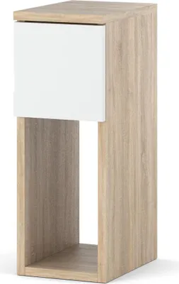 Zdjęcie produktu dla Szafka Nocna Z Szufladą Wąska Do Sypialni Nowoczesna 20Cm Dąb Sonoma Biały