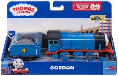 Produktbild von Fisher-Price Thomas & seine Freunde von Batteriebetriebene Lok, Batteriebetriebener Spielzeugzug Gordon mit Kohlewagen, Zug, 3 Jahr(e), AAA, Kunststoff, Blau, Rot