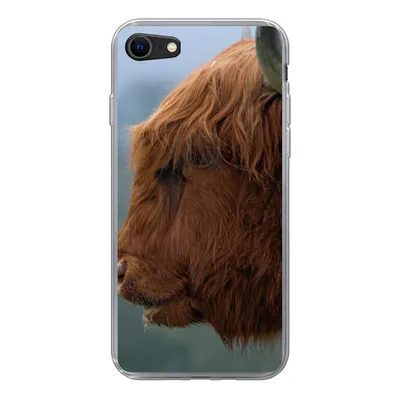 Produktbild von MuchoWow® Handyhülle Schutzhülle Hülle für iPhone SE 2020 Schottische Highlander - Tiere - Nebel Silikon Softcase Handy Hülle - Kartenbesitzer