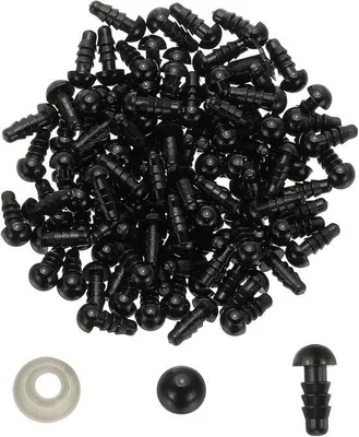 Produktbild von 150 schwarze Kunststoff-Sicherheitsaugen mit Dichtringen für Kuscheln und Handwerk