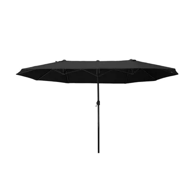 Produktbild von Sonnenschirm mit Handkurbel Doppelsonnenschirm Marktschirm Gartenschirm 460 x 270 x 240 cm für Strand Balkon Schwarz