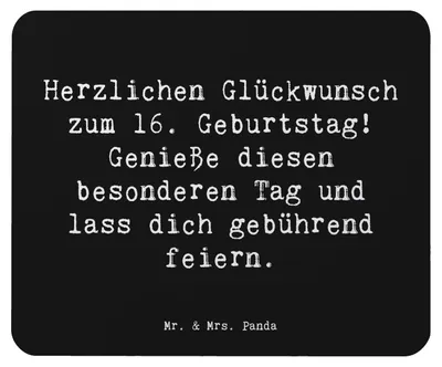 Produktbild von Mr. & Mrs. Panda Mousepad Spruch 16. Geburtstag - Schwarz - Geschenk, Mouse Pad, pc mauspad, handgefertigte Geschenke, mousematte, Alter, Geburtstagsfreude, laptop, Feier