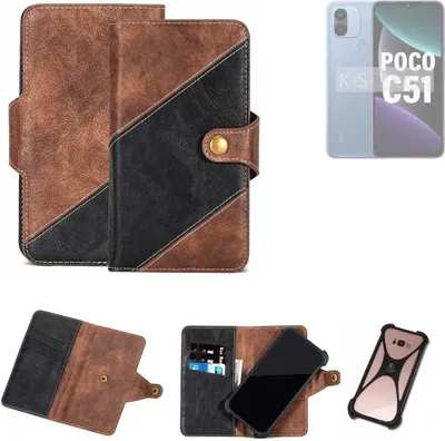 Produktbild von K-S-Trade Handyhülle Schutzhülle Bookstyle Case kompatibel mit POCO C51 Klapphülle Cover Hülle Schutztasche 1x
