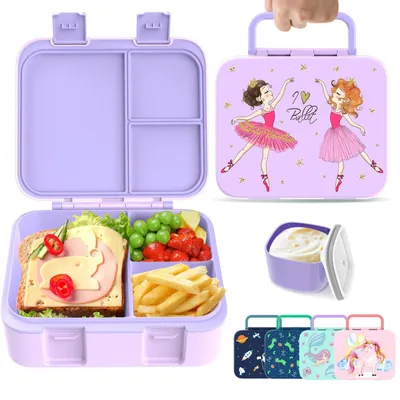 Image de Boîte à repas pour enfants, contenant de rangement à plusieurs compartiments pour l'école et le travail