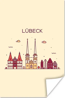 Produktbild von MuchoWow® Poster Lubeck - Deutschland - Skyline 60x90 cm - Wanddekoration