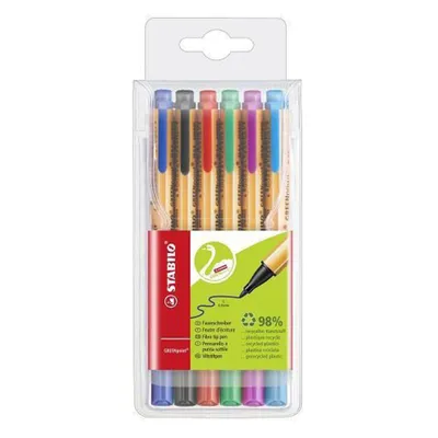 Image de Stylo feutre écologique - STABILO GREENpoint - pack de 6 - avec 6 couleurs différentes