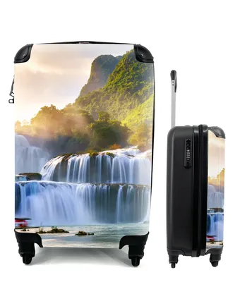 Produktbild von MuchoWow® Koffer Handgepäck Trolley Rollkoffer Kleine Reisekoffer mit 4 Rollen - Wasserfall - Pflanzen - Sonne - Wasser - Natur - Cabin Size < 55x40x23 cm & 55x40x20 cm - Fotokoffer - Kabinenkoffer - Boardgepäck - Reise-Box - Reisekoffer - Reisegepäck - Koffer mit Bild - Trolley für Kinder