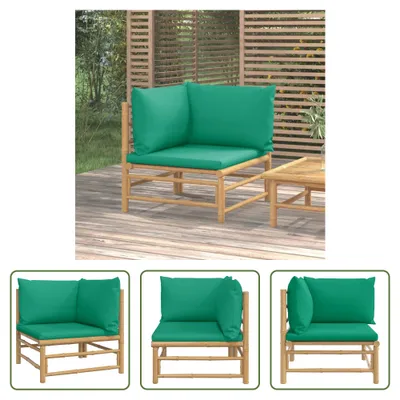 Produktbild von The Living Store Garten-Ecksofa mit Grünen Kissen Bambus
