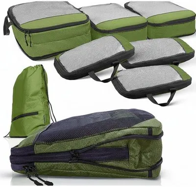 Produktbild von Packing Cubes mit Kompression - platzsparende Kofferorganizer in Grün