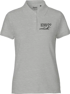 Produktbild von Huuraa Damen Polo Shirt Bonn verliebt L Sport Grey Bio Baumwolle Fairtrade Poloshirt Geschenkidee