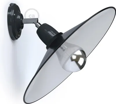 Immagine prodotto di Fermaluce 90° con paralume Swing, lampada orientabile da parete o soffitto in porcellana