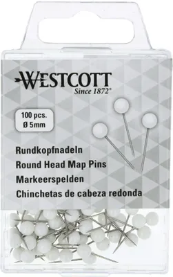 Produktbild von WESTCOTT Markierungsnadeln Größe 5 weiß 100 Stück