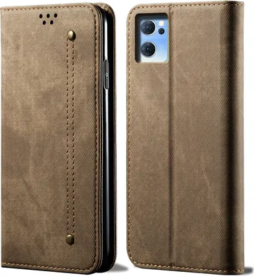 Obrázek produktu pro OPPO Reno7 5G Pouzdro, Kožené Peněženkové Pouzdro s Magnetickým Uzavíráním a Stojánkem pro OPPO Reno7 5G Khaki