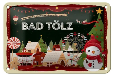 Produktbild von Blechschild Weihnachten Grüße BAD TÖLZ Geschenk Dekoration  18x12cm