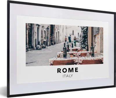 Produktbild von MuchoWow® Gerahmtes Poster Rom - Italien - Restaurant 60x40 cm - Poster mit Schwarzem Bilderrahmen Wandposter Rahmen Foto Bilder - Schlafzimmer - Plakat in Rahmen - Drucken