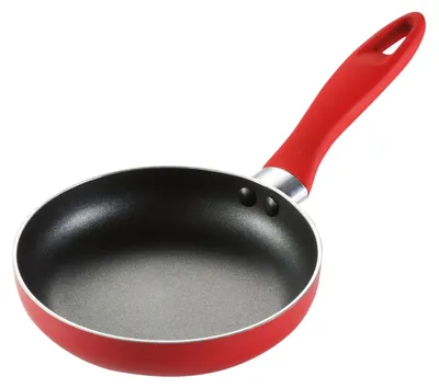 Mini-Pfanne rund rot Ø 12 cm, antihaftbeschichtet, Silikongriff