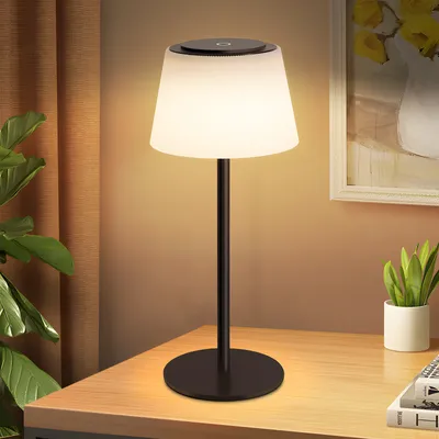 Image de ZMH Lampe de table Sans fil Lampe de chevet Batterie LED Lampe de table Touch Dimmable Lampe avec USB Rechargeable Noir 3600mhA Batterie Lampes de table pour Salon Moderne Chambre à coucher Extérieur