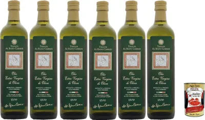Produktbild von Albano Carrisi Olio extra vergine di oliva, kaltgepresst natives Olivenöl extra 100% italienisch. 6x 0.75cl + Italian Gourmet polpa 400g