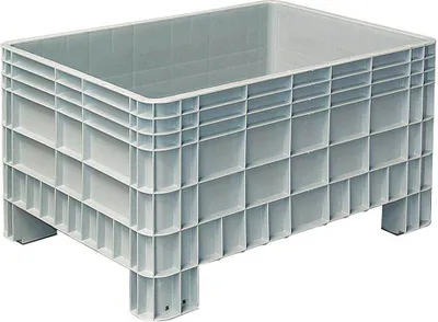 Produktbild von Palettenbox mit Außenrippen und 4 Füßen, LxBxH 1170 x 800 x 650 mm, grau