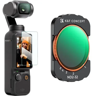 Productafbeelding van Variabele ND-filter, ND2-ND32, voor DJI Osmo Pocket 3, magnetisch, met instelbare lichtdichtheid van 1 tot 5 stops, aluminium frame