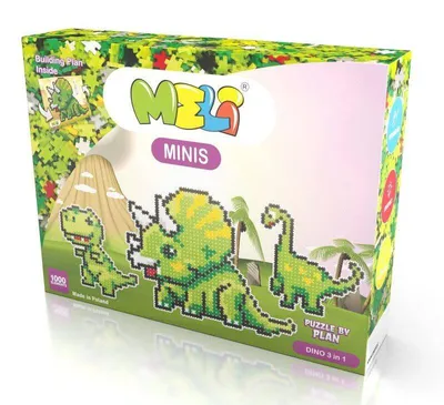 Produktbild von Meli Minis Dino 3in1 Konstruktionsbausteine – 1000 Teile mit Spielmatte