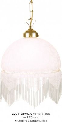 Hängeleuchte im Landhausstil mit Glasfransen 3204 - 25WOA 3 - 100 Weiß Leuchte Lampe