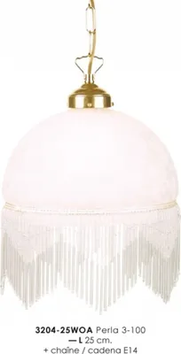 Produktbild von Hängeleuchte im Landhausstil mit Glasfransen 3204 - 25WOA 3 - 100 Weiß Leuchte Lampe