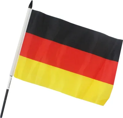 Produktbild von Fahne Flagge 23x15cm mit schwarzem Kunststoffstab "DEUTSCHLAND BRD" Handflagge Stockfahne Banner Wimpel Fan Sport