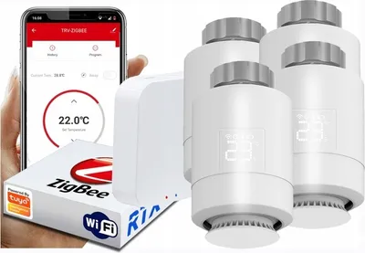 Produktbild von 4x RTX Thermostatkopf + Tuya SET Zigbee WLAN-Gateway