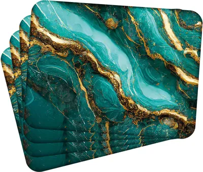 Obrázek produktu pro Sada 4 kusů prostírání 40x30 cm Magma zelená a zlatá 1 prostírání Omyvatelné - žáruvzdorný korkový podklad odolává teplotám do 100 °C