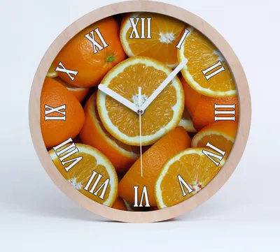 Produktbild von Holzuhr 20fi cm wanduhr - weiße Spitzen - Orangenhälften