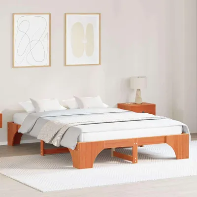 Produktbild von Möbel Bettrahmen Wachsbraun 140 x 200 cm Massives Kiefernholz - Klassische Betten &60642