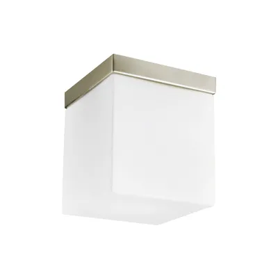 Image de Plafonnier CUBIX 40W, nickel satiné/opalin blanc, L : 20 L : 20 H : 22,5 cm, douille E27, intensité lumineuse variable