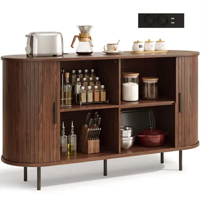 Produktbild von TV-Schrank BEALIFE 130x40x75 cm mit 2 Rollläden | Lowboard für Wohnzimmer | Braun | AP138