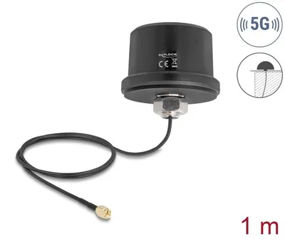 Zdjęcie produktu dla DeLOCK 81469, 3,3 dBi, 0.617 - 0.798, 0.803 - 0.96, 1.166 - 1.61, 1.71 - 2.2, 2.3 - 2.69, 3.3 - 5, 5.15 - 5.925 GHz, 50 Ω, Wi-Fi 6 (802.11ax), Antena dookólna, SMA