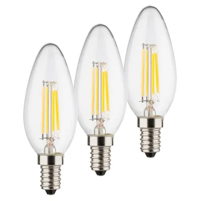 Produktbild von 3 x Müller-Licht LED Filament Leuchtmittel Kerze 3W = 25W E14 klar 250lm warmweiß 2700K 200° Ra>95