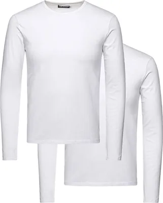 Produktbild von Jack & Jones 2er-Pack Langarmshirts Herren Basic Shirts Unifarben Stretch Rundhals, 2er Pack LS White-L