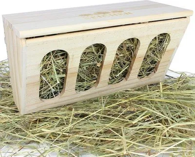 Produktbild von Famanu Heuraufe für Kleintiere - Massives Holz, 26,5x13x14,5cm