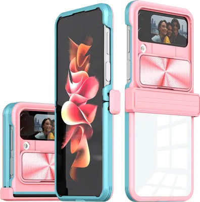 Produktbild von Hülle für Samsung Galaxy Z Flip 4 Transparent TPU Bumper Scharnierschutz Schutzhülle mit Schiebe Kamera Schutz Pink