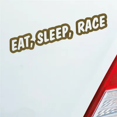 Produktbild von Auto Aufkleber Eat, Sleep, Race Tuning Rennen Car Schriftzug 19,5x3 cm Gold Sticker Heckscheibenaufkleber