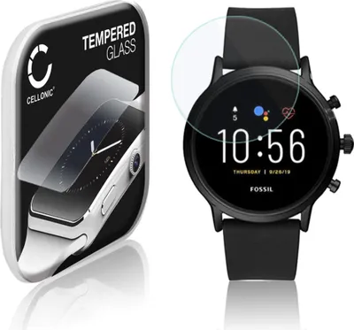 Produktbild von CELLONIC 9H Display Schutzglas für Fossil 5. Generation Smartwatch, 2.5D Full Glue Screen Protector Glass, Fitness Tracker Displayschutz Glas Transparent Schutzfolie