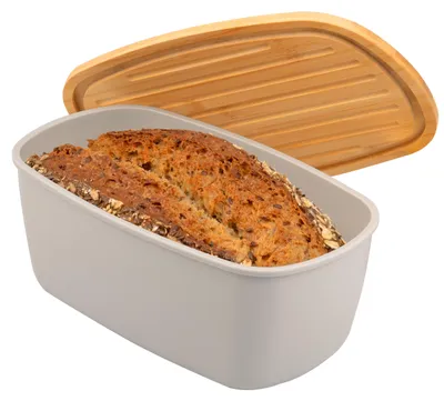 Productafbeelding van Bremermann brooddoos met bamboe deksel, brooddoos | snijplank, broodpot, grijs