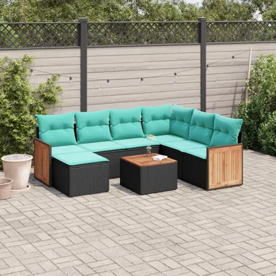 Image de Maison Exclusive - Ensemble de salon de jardin 8 pièces avec coussins, polyrotin noir