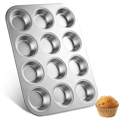 Muffinbackform Edelstahl 12 Mulden 3 cm tief 35,7x26,8 cm
