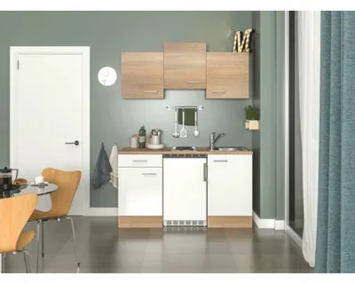 Obrázok produktu pre Rovná kuchynská linka so spotrebičmi Flex Well Samoa 150,5 cm farba čela biela sonoma dub matná farba korpusu sonoma dub