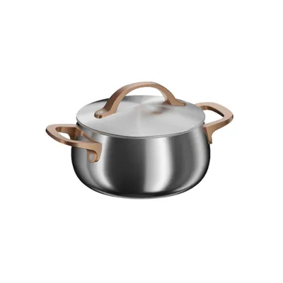 Produktbild von BergHOFF Home Kochtopf 18 cm, Induktionstopf, Edelstahl mit Deckel, Für Induktion & alle Herdarten, Backofenfest, Spülmaschinenfest, 2,8 l, Warm Blush