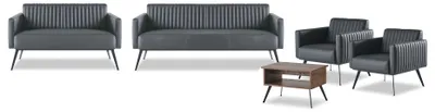 Immagine prodotto di Set studio 5 pezzi nero 3 posti 2 posti 2x poltrona tavolino