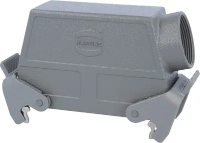 Produktbild von HARTING Han 24B Tüllengehäuse hoch, 1xPG29 seitlicher Kabelabgang, mit 2 Querbügeln Verschraubung PG29 Klemmbereich