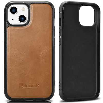 Zdjęcie produktu dla Icarer Leather Oil Wax Etui Pokryte Naturalną Skórą Do Iphone 14 Plus (Kompatybilne Z Magsafe) Brązowy (Wmi14220719-Tn)